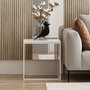 Hanah Home Mesa Auxiliar Basak White, Tablero Partículas Melamina 18mm, Estructura Metálica, Blanco, 52x50x50 cm